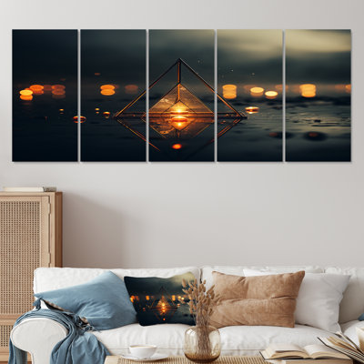 «Minimalist Triangle Essence I - Spiritual Stone», art mural sur toile 5 pièces