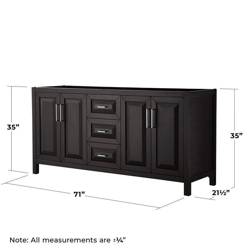 Daria 71'' W Double Bathroom Vanity Base, Dark Espresso/Polished Chrome