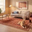 Tapis Redmond moderne à motifs mosaïques abstraites, orange, rouge et crème, lavable à la machine, antidérapant, à poils courts, pour l'intérieur et l'extérieur, adapté aux animaux domestiques, idéal pour le salon, la chambre, la salle à manger, l'entrée, le couloir ou le bureau.-2013860656