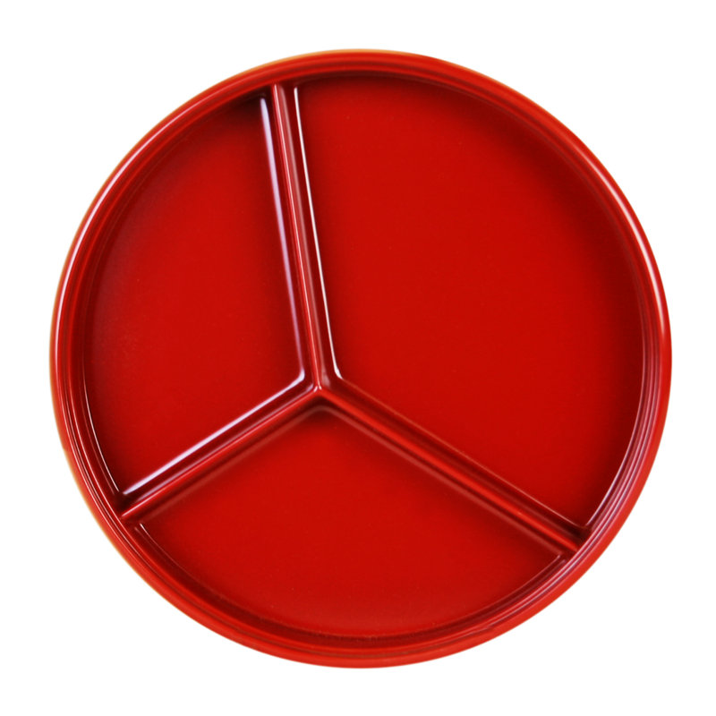Thunder Group Inc. Nustone Porcelain Melamine Stainless Steel Divided Serving Dish Serving Dish, Red