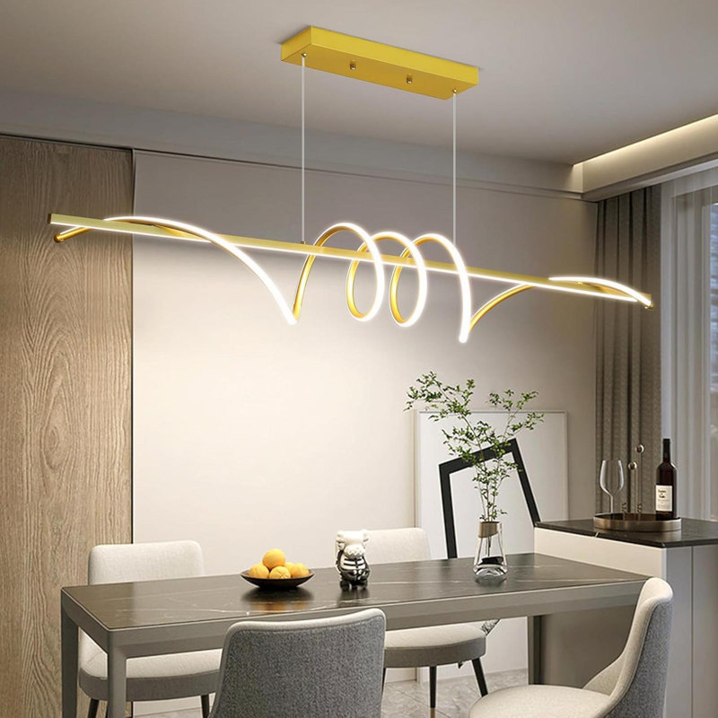 Luminaire suspendu moderne à DEL à intensité variable avec télécommande 3000K 6500K à température de couleur réglable en aluminium pour îlot de salle à manger