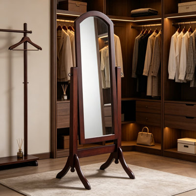 Barrington Full Length Freestanding Swivel Oval Cheval Mirror In Walnut, Traditional Classic Design With Solid Rubberwood Frame, 59-Inch Tall Floor Mirror For Bedroom, Closet, Or Living Room