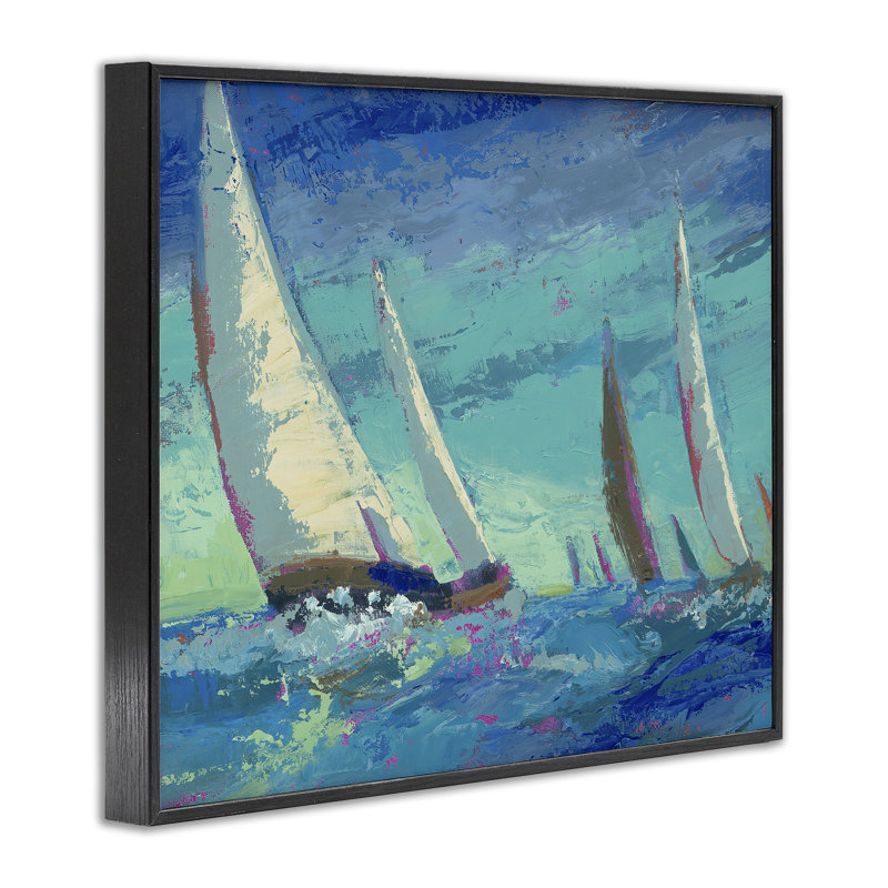 Abstract Expression Regatta Framed Giclee, design by Beth A. Forst, Midnight Black Giclee Framed, 11" H x 14" W