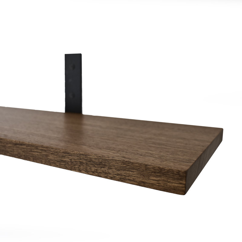 Solid Wood Bracket Shelf, Dark Mahogany