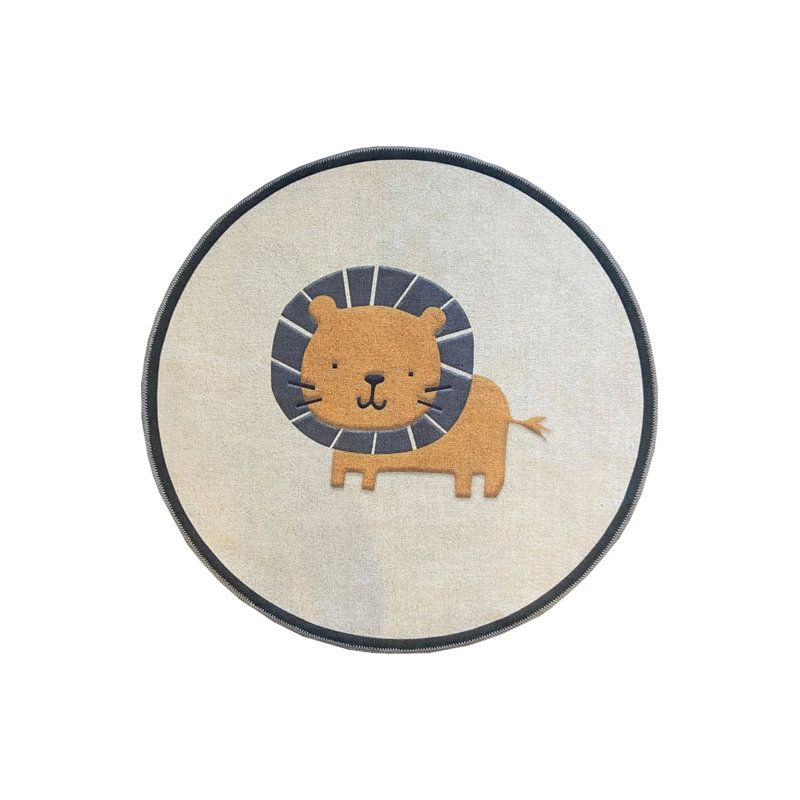 Cat Figured Round Carpet, Round 2'8"
