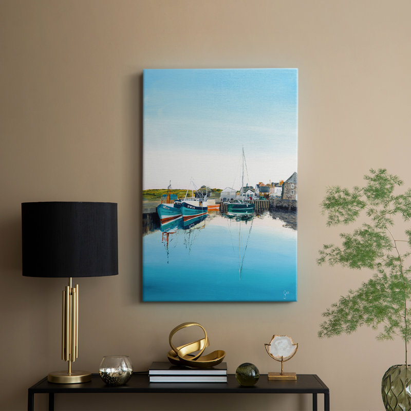Padstow Harbor, reproduction encadrée - galerie Cavas, H 18 po x l 12 po