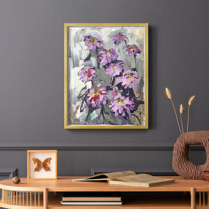 Impression encadrée Zinnia II - bois massif, Or, H 28 po x l 22 po