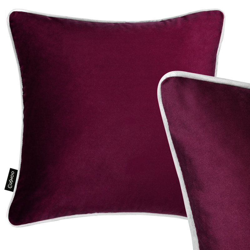 Canaan Square Throw Pillow Cover, 45 x 45cm, Burgundy