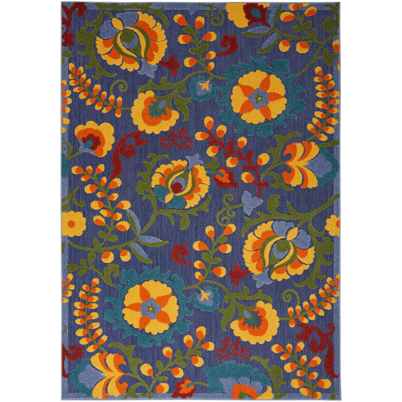 Isalia Floral Indoor/Outdoor Area Rug, Rectangle 5'3" x 7'5"