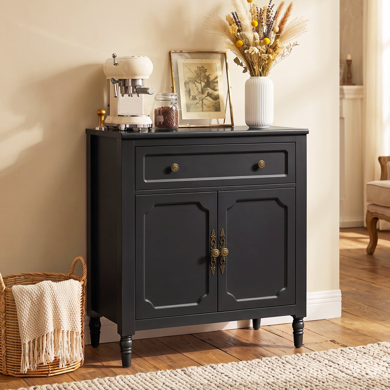Buffet 33 "avec portes et tiroirs, Noir