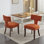 Ensemble de 2 chaises d'appoint rembourrées en orange brûlé avec garniture cloutée, pieds évasés et dossier incurvé pour la salle à manger