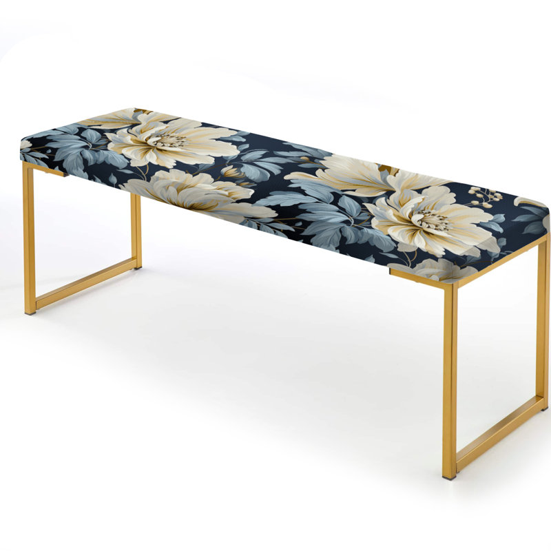 Banc en tissu beige et bleu