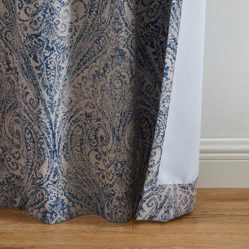 Rideau occultant en polyester Rodmur Paisley, L 52 po x L 95 po, Bleu
