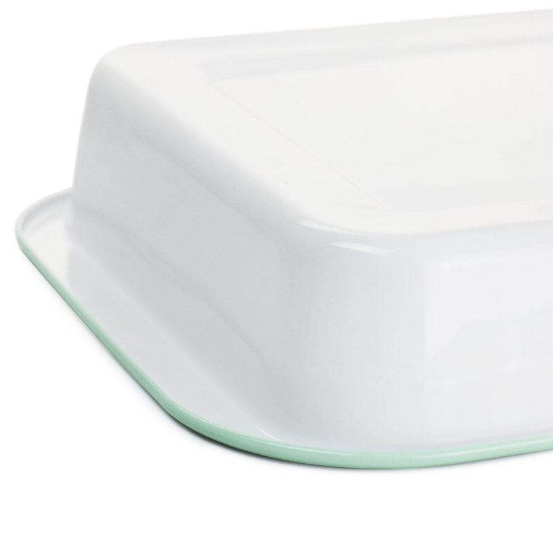 Contenant rectangulaire en acier et blanc menthe 13 "x 9" Martha Stewart