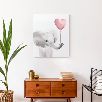 " Baby Elephant With Balloon " Painting Print