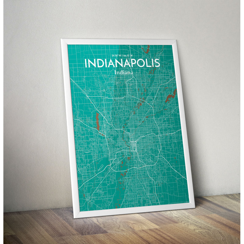 Indianapolis City Map - No Frame Print, 91.4cm H x 61cm W x 0.13cm D