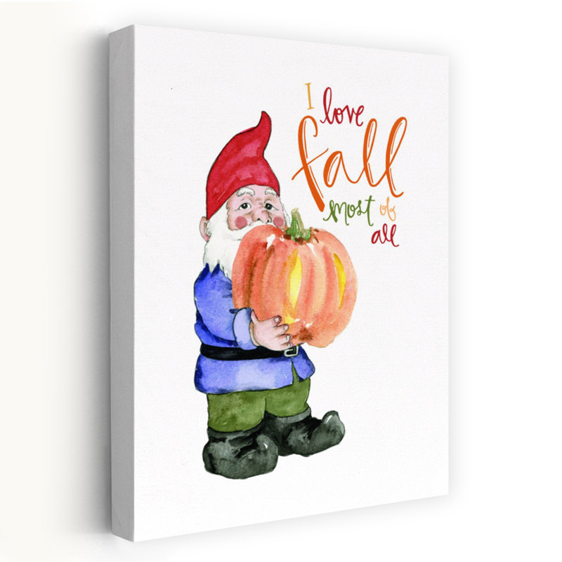 «I Love Fall Gnome», art contemporain fantaisiste, H 24 po x l 16 po