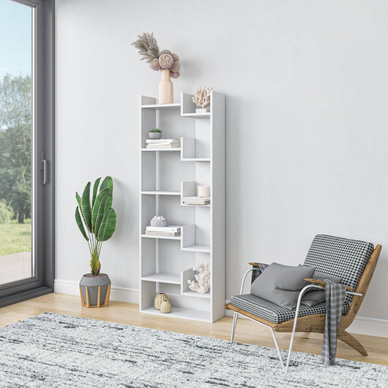 Sinquefield Modern 64.17" H x 23.82" W Geometric Bookcase, White