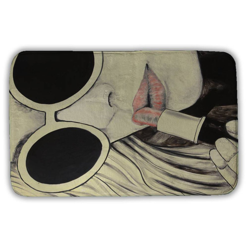 Pink lips Bath Mat with Non-Slip Backing - Quick Dry Memory Foam Bathroom Rug - Absorbent - Modern Plush Spa-Style - Machine Washable