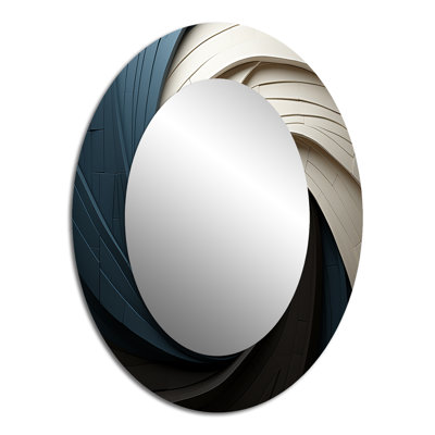Geometric Spiral I - Beige Oval Wall Mirror Decor