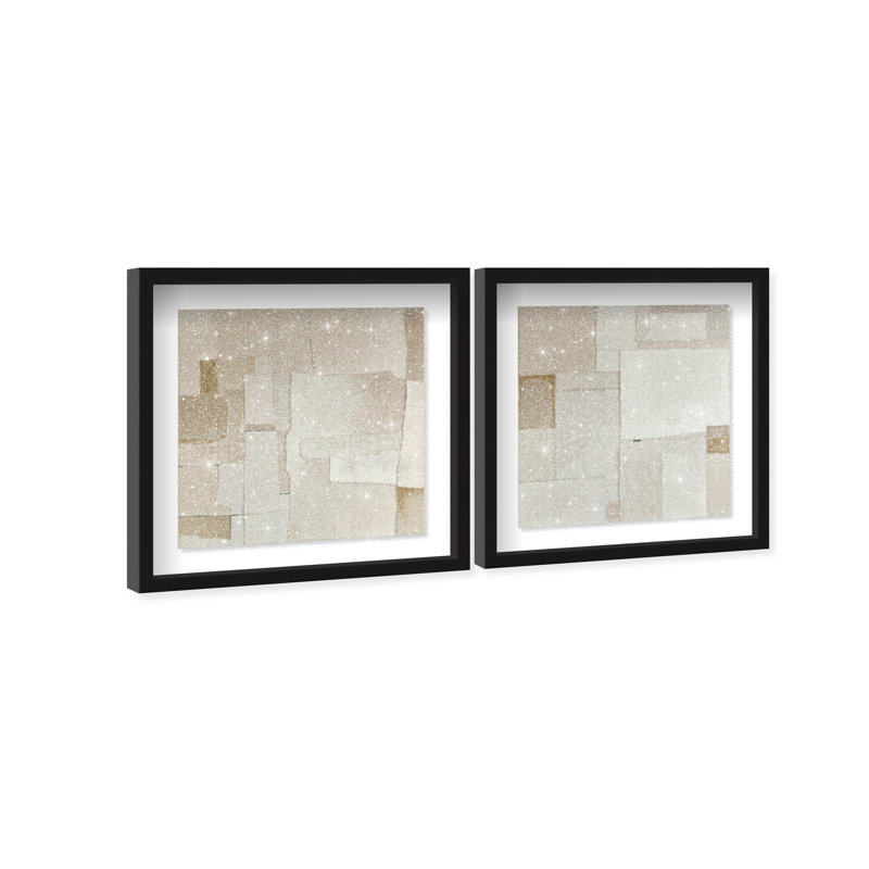 Vanilla Set Shadowbox Abstract Print by Oliver Gal, Black Frame, 12 x 12, 25.5"H x 25.5"W, Black Shadowbox