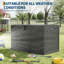 Grande boîte de rangement extérieure de 120 gallons, organisateur de terrasse en résine imperméable et verrouillable, style rotin résistant aux intempéries pour meubles de patio, outils de jardin, équipement de piscine, avec poignées latérales, noir-133438812