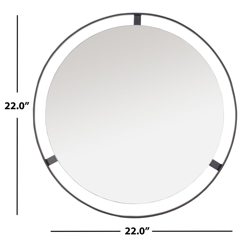 Radlin 22'' Round Black Metal Framed Wall Mirror