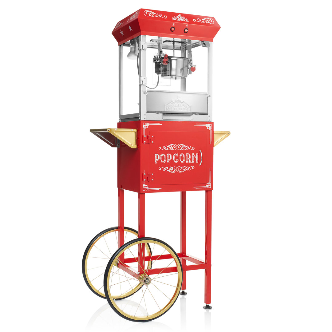 Olde Midway 4 oz. Kettle Popcorn Machine with Vintage Style Cart Olde Midway 
