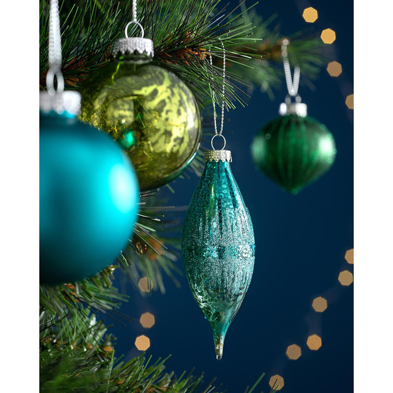 62.3cm Assorted Glass Bauble, Green/Teal