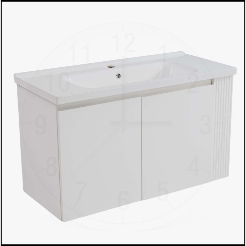 Meuble-lavabo mural moderne 36 po avec lavabo en céramique 36 po