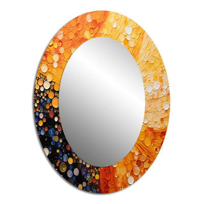 Fiery Fusion IV - Miroir mural ovale moderne jaune