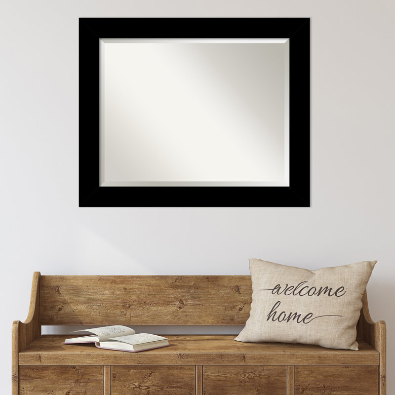 Miroir mural en bois Jimaya, H 23,25 po x l 23,25 po, Noir, Carré