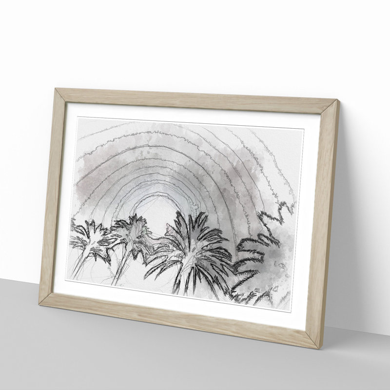 Palm Trees in the Evening - Picture Frame Graphic Art Print, Oak Framed, 62cm H x 87cm W x 2cm D
