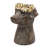 9.3X9.3X13" Magnesium Dog Statue Planter With Textured Brown Finish And Gold Leaf Crown