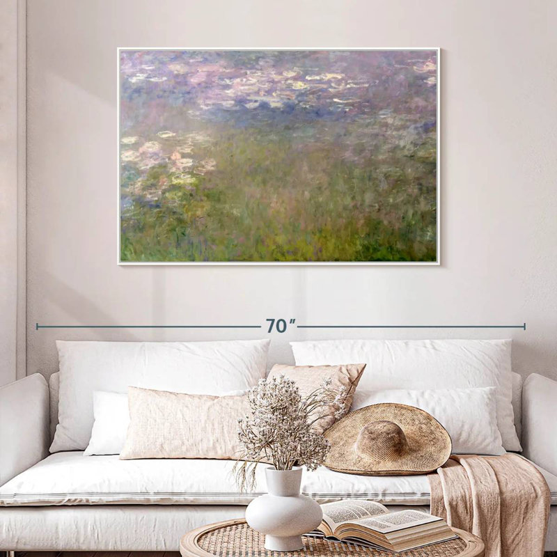 Nymphéas VI, 46 po x 31 po, Cadre flottant blanc