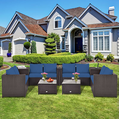 Saraiyah 8 - Person Patio Conversation Set with Cushions