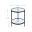 Table basse élégante et minimaliste, verre trempé transparent et cadre industriel noir mat