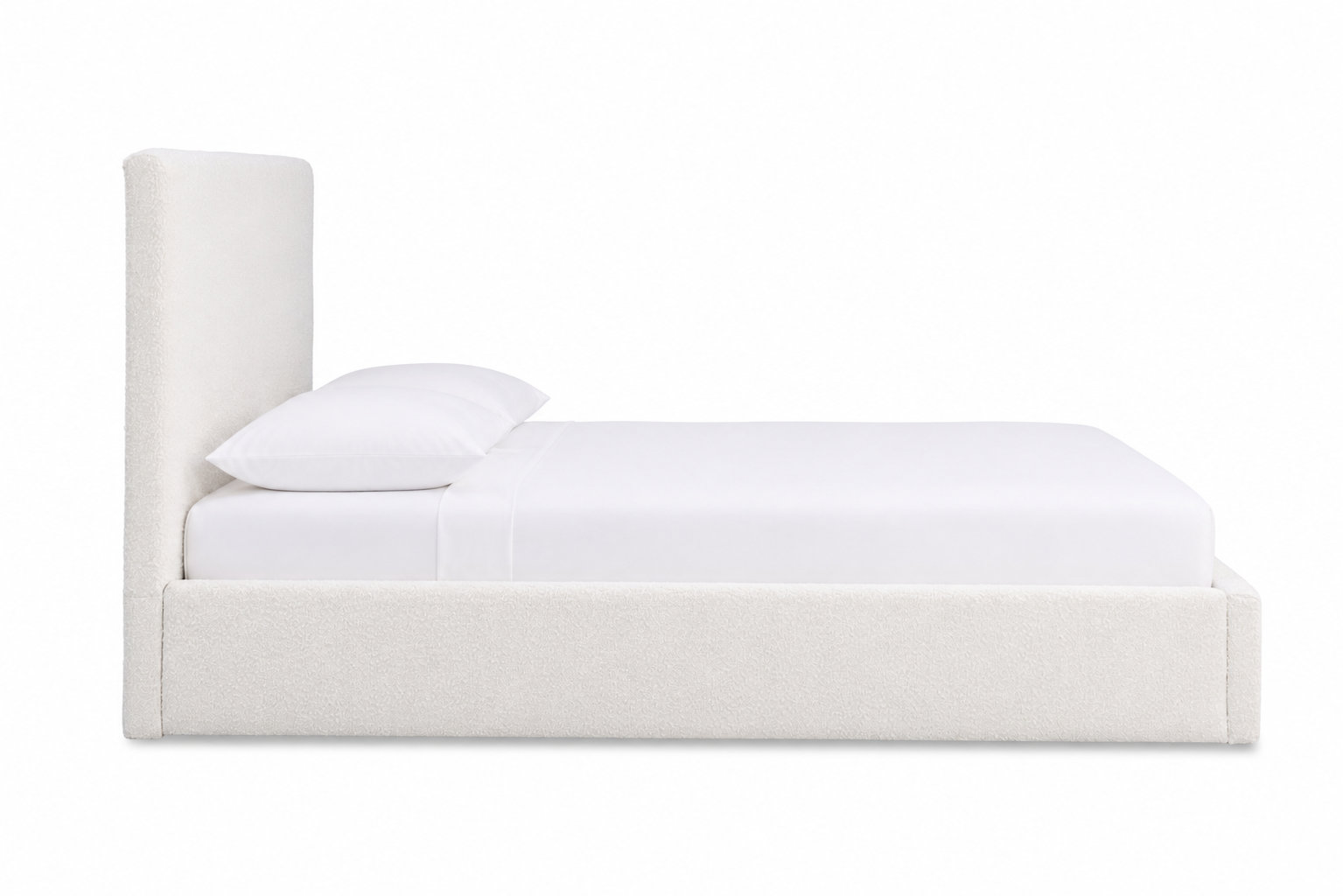 Nordic Upholstered Bed, Ivory Boucle, King