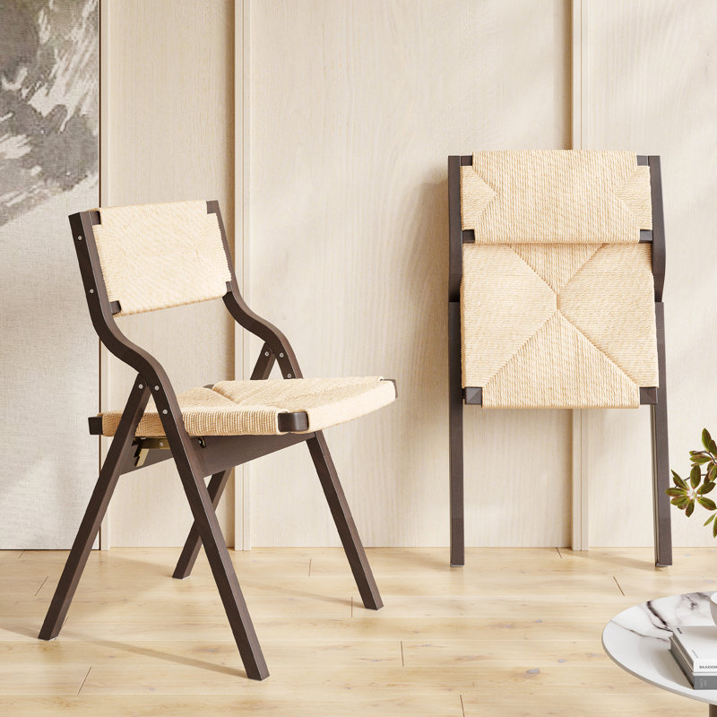 Fully Assembled Solid Wood Folding Side Chair, Natural/Walnut
