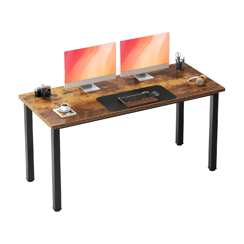 Office Computer Desk 54 Inches Modern Simple Heavy Duty Working Study Table,PC Writing Table,Home Office Writing Desk Perfect For Training/Card/Meeting Teak&White