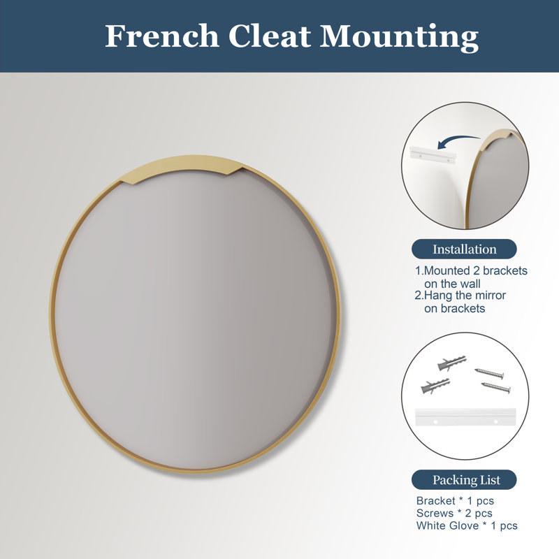 Metal Round Wall Mirror, 24" x 24", Silver