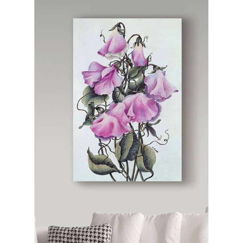 « rose doux pea », reproduction de peinture à l’acrylique sur toile tendue, H 24 po x l 16 po x P 2 po