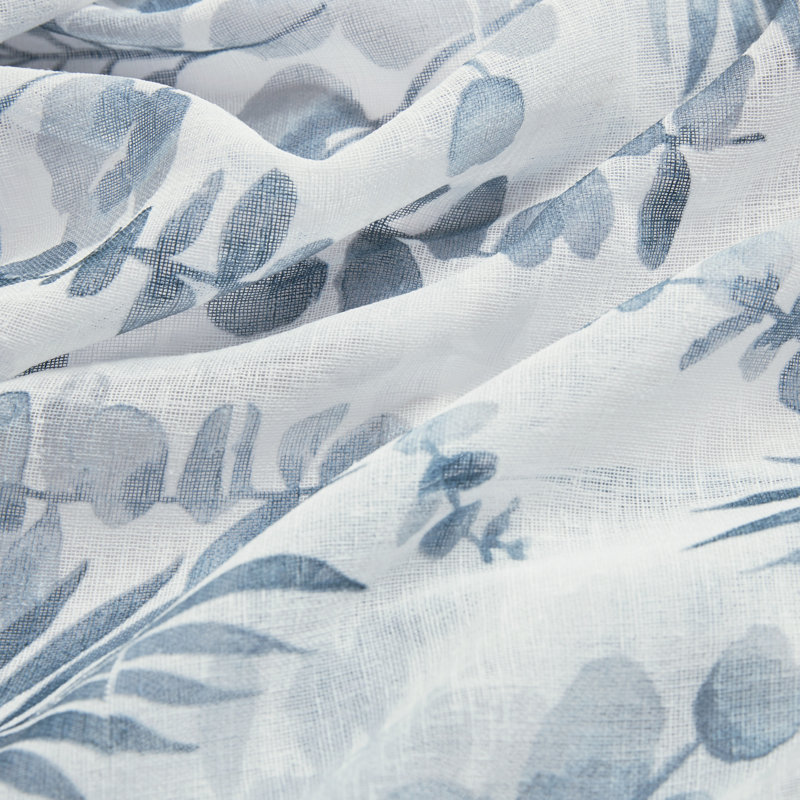  Paire de fenêtres transparentes à motif botanique, Bleu, L 37 po x L 95 po