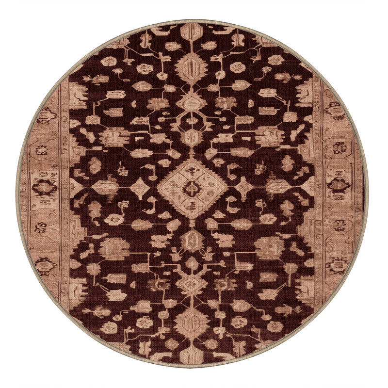 Tapis brun lavable à la machine, Rond 5 pi