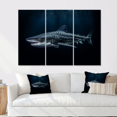 Tiger Shark Territory II - Shark Canvas Wall Art Set