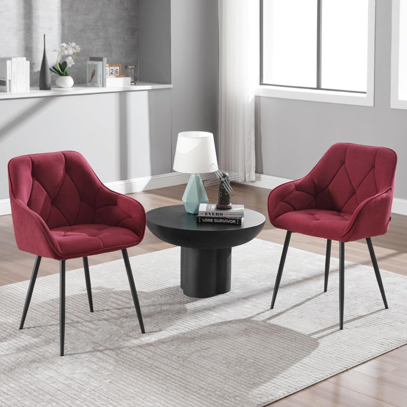 Bharmal 50.5cm H Velvet Upholstered Armchair, 2, Burgundy