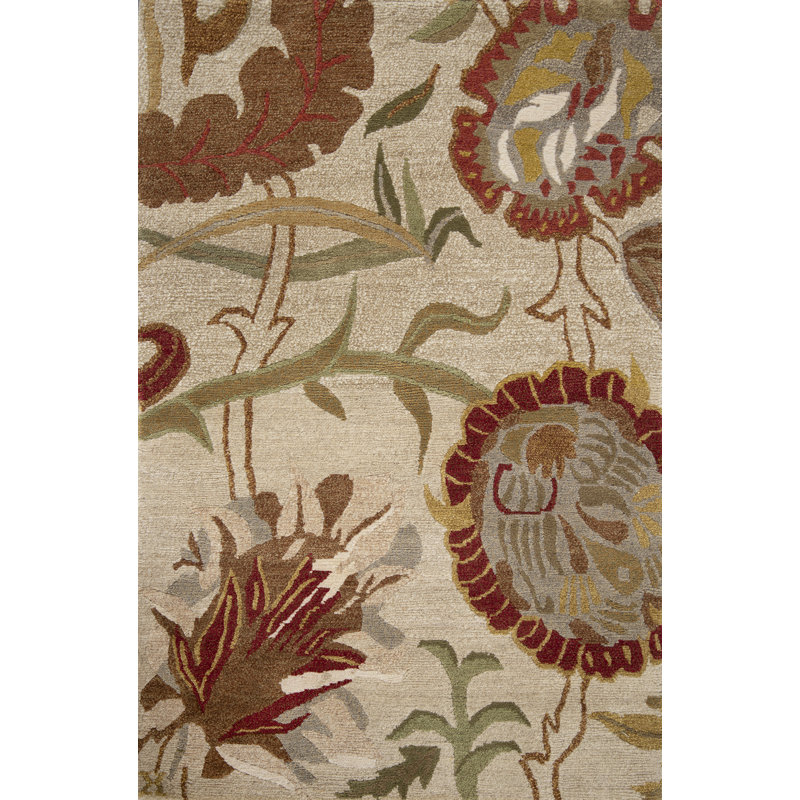 Classic Hand Knotted Wool Floral Area Rug, Rectangle 9' x 12'