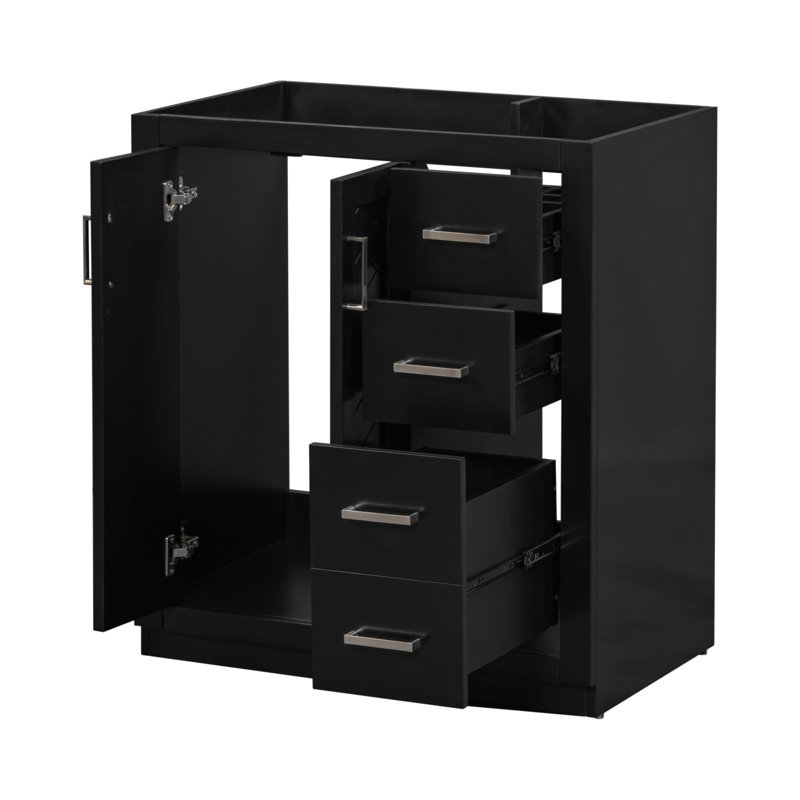 Base de meuble-lavabo simple 29,53 po seulement, Noir, Argent