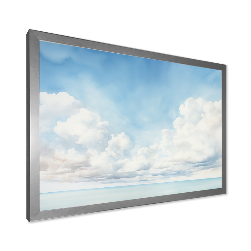 «White Clouds Scenery Minimalisme I» sur toile, H 12 po x l 20 po x P 1 po, Cadre simple argenté