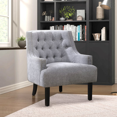 Chaise décorative - Style moderne traditionnel pour les salons modernes Revêtement en chenille gris capitonné capitonné